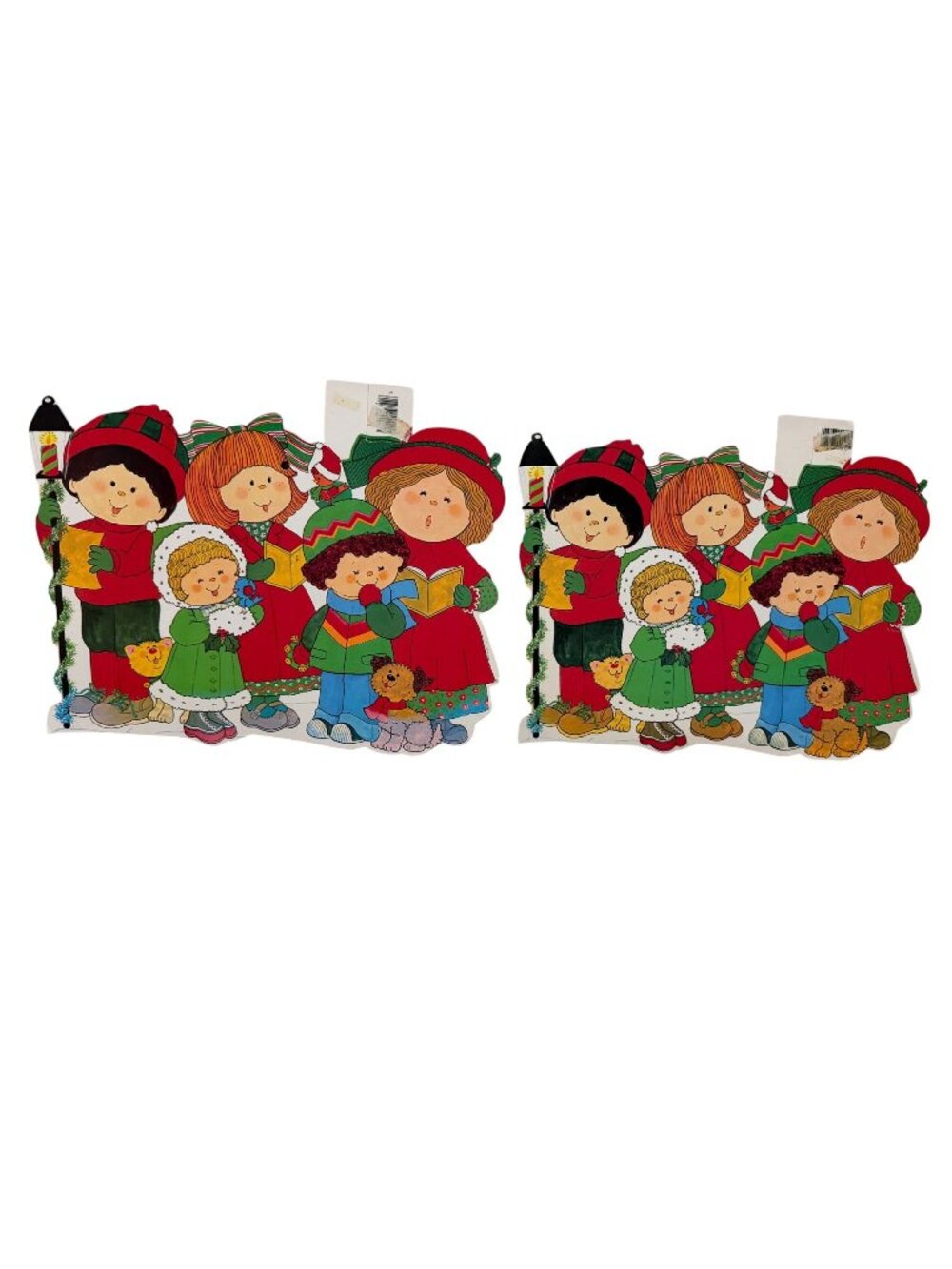 Vintage Eureka Double Sided Set of 2 Cut Outs Wall Decor Christmas Carolers